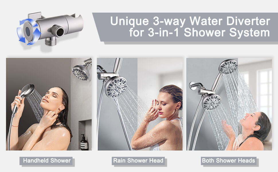 aleasha brushed nickel 48 functions dual rain shower head