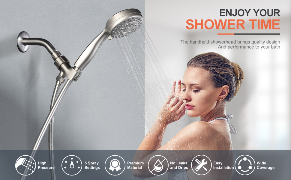 alesea brushed nickel 5 setting high pressure shower head with handheld