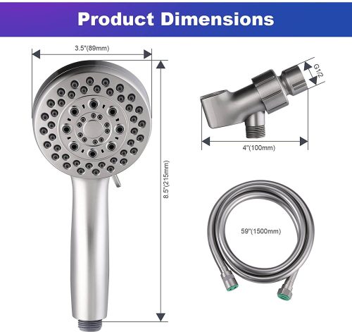 alesea brushed nickel 5 setting high pressure shower head with handheld