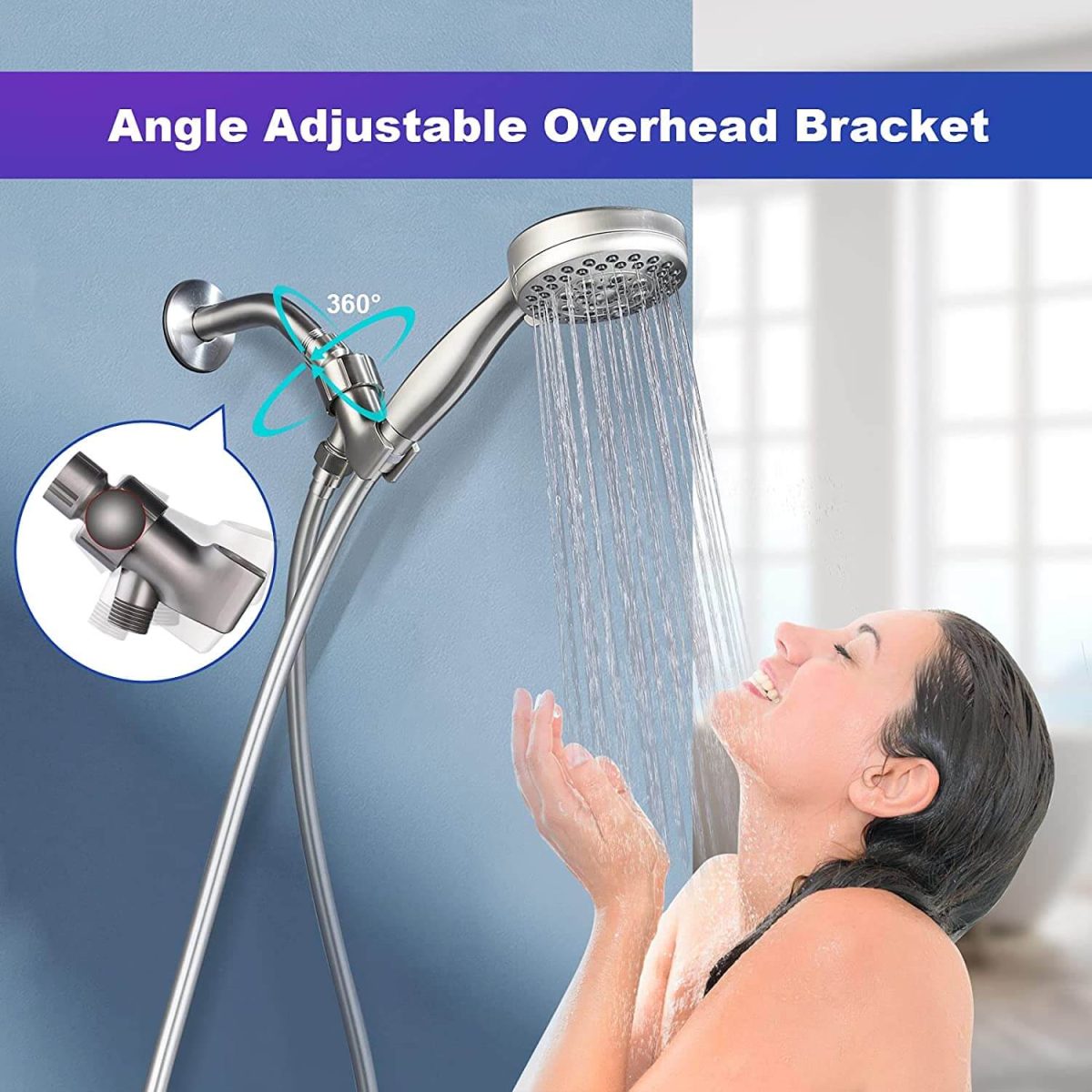 alesea brushed nickel 5 setting high pressure shower head with handheld