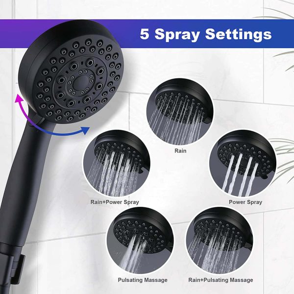 alesea matte black 5 setting high pressure shower head with handheld