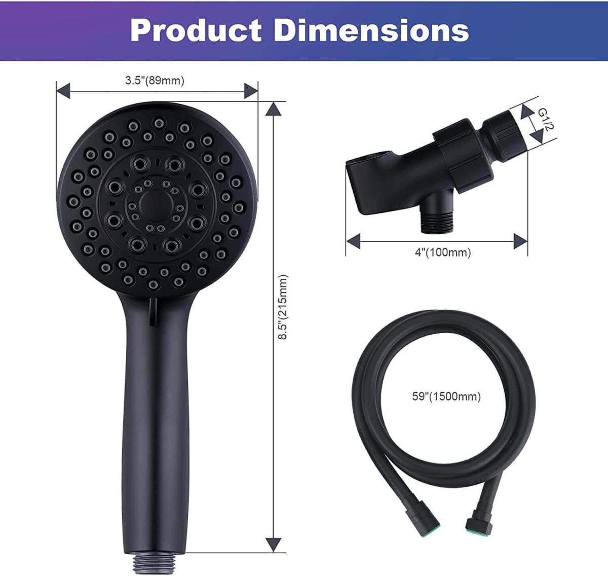 alesea matte black 5 setting high pressure shower head with handheld