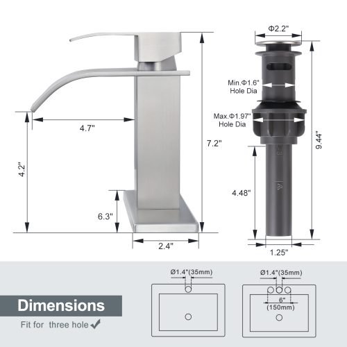 ALEASHA bathroom faucets provide an elegant look for your bathroom. Designed to fit 1 or 3 holes desk. Made of stainless steel, this faucet has a clean look to resist fingerprints and corrosion.