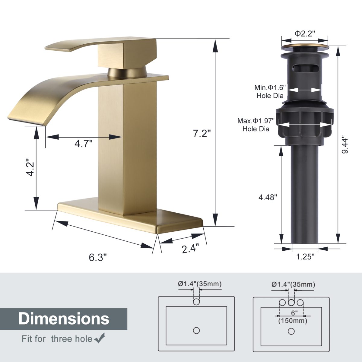 ALEASHA 4 in. Center set Single Handle High Arc Bathroom Faucets with Drain Kit Included in Brushed Gold