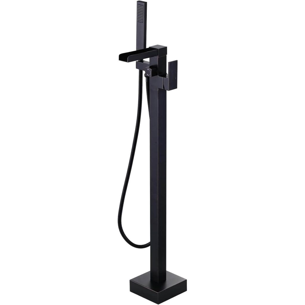 ALEASHA Oil Rubbed Bronze Floor Mount Tub Faucet Freestanding Bathtub ...