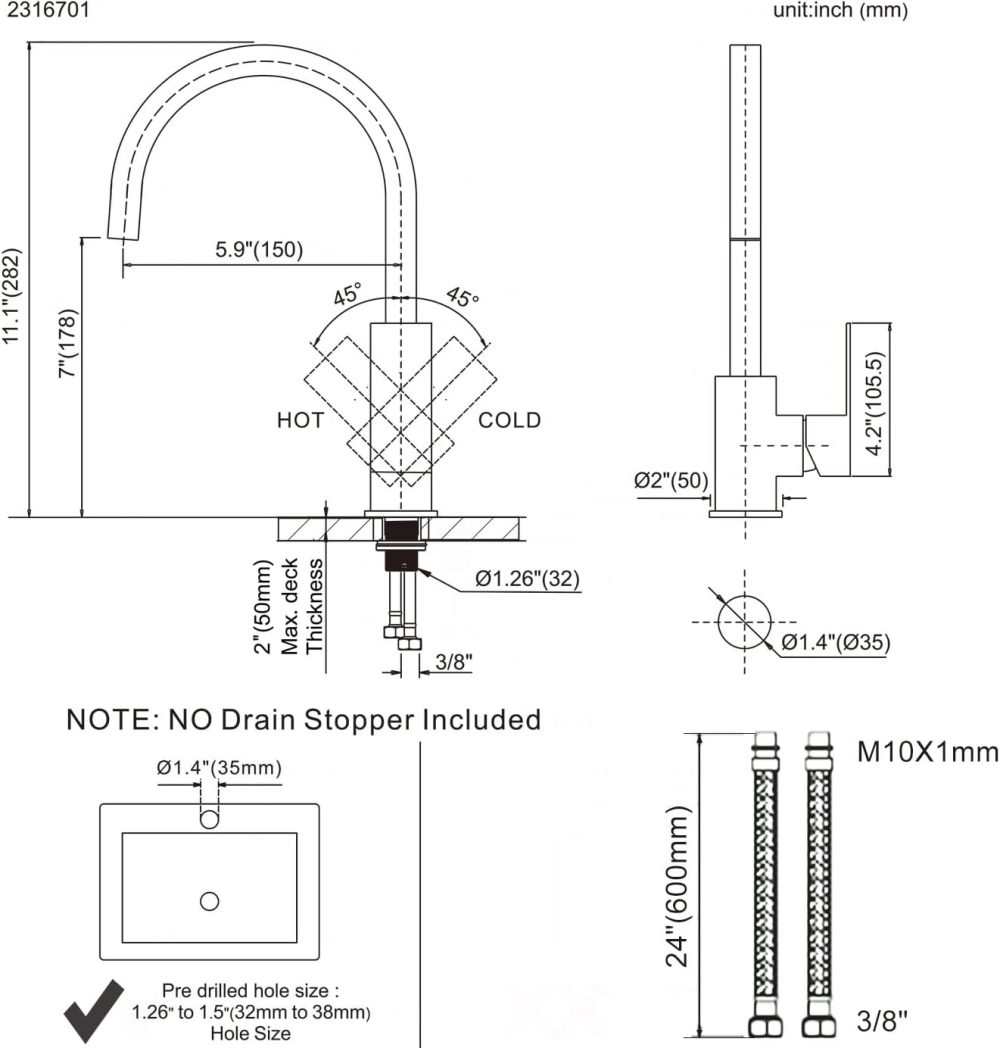 ALEASHA Matte Black Bar Sink Faucet, Bar Sink Faucet Single Hole