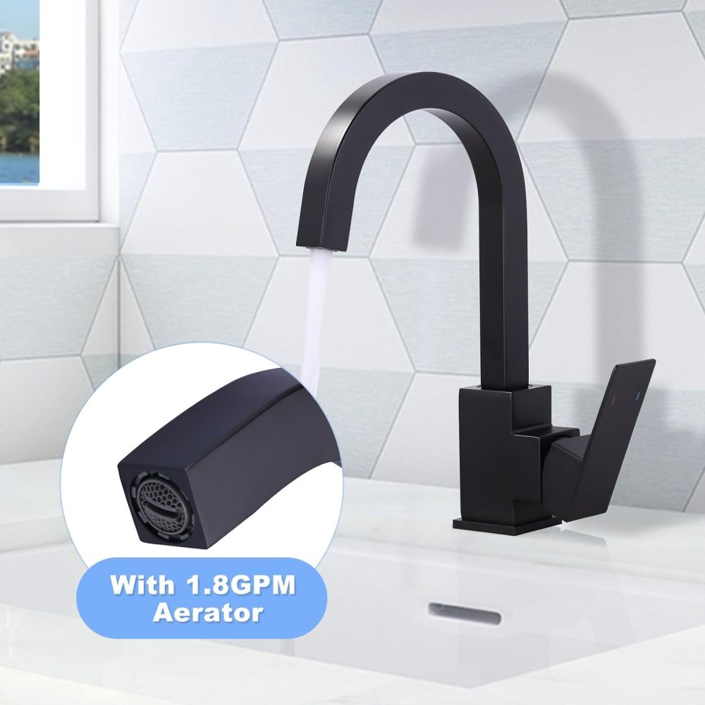ALEASHA Matte Black Bar Sink Faucet, Bar Sink Faucet Single Hole