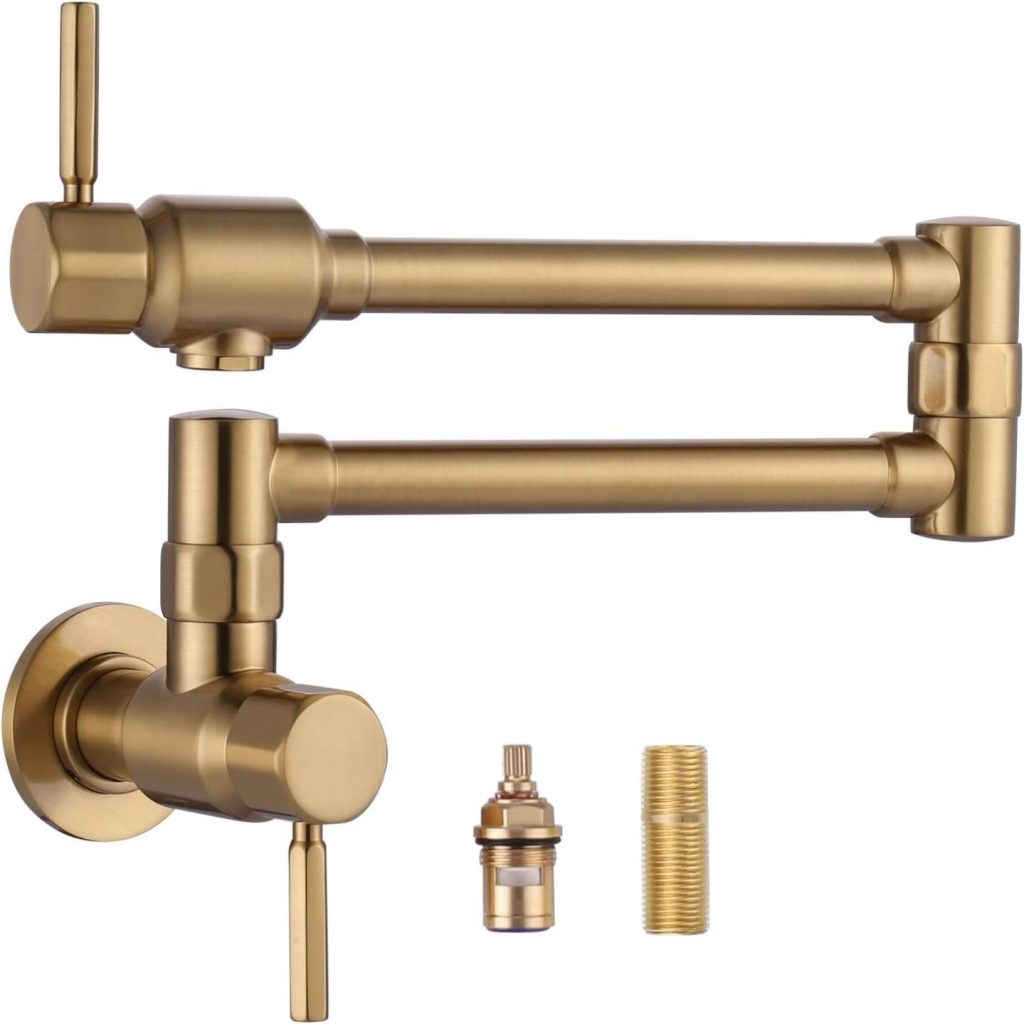 ALEASHA Solid Brass Made Wall Mount Faucet, Brushed Gold Pot Filler