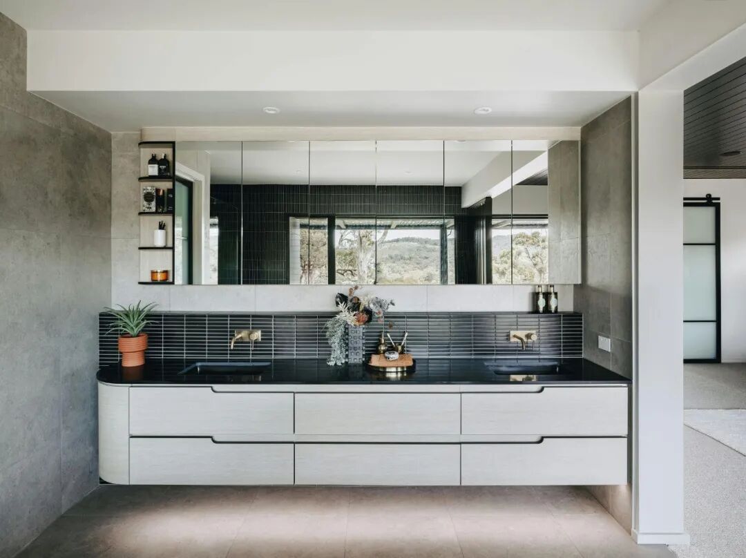 Modern serene bathroom design with minimalist fixtures and natural materials for a healing wellness space