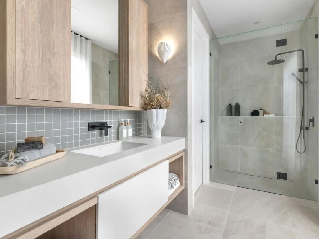 Modern healing bathroom design with calming spa-inspired interior and minimalist fixtures for 2026 trends