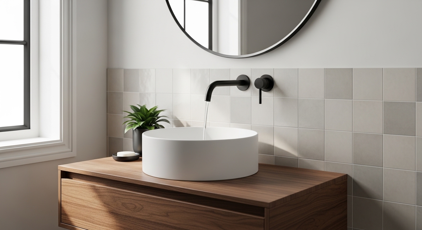 wall mount faucet vessel sink